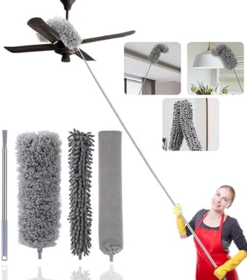 Picture of Ceiling Fan Cleaning Brush | Microfiber Fan Duster Long Handle | Fan Cleaning Flexible Mop for Home, Car, Kitchen, Office | Extendable Duster 