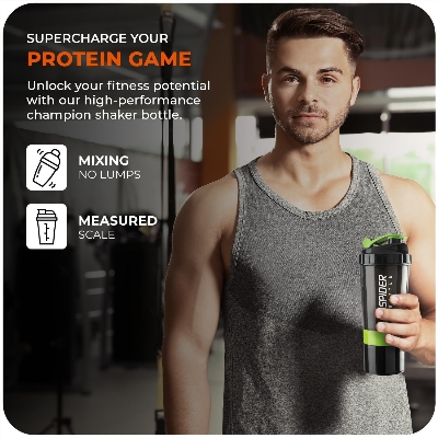 Picture of Protein Shaker Bottle 500ml With Extra Compartment - Gym Shaker Bottle For Men & Women, Perfect For Protein Shakes & Supplements (Green) Multicolor