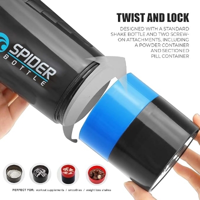 Picture of Protein Shaker Bottle 500ml with Extra Compartment | BPA-Free Protein Bottle Shaker for Protein Shakes | Leak Proof & Dishwasher Safe | Protein Shake Gym Bottles for Men & Women Gym Protein Shaker Bottle 500 ml Multicolor