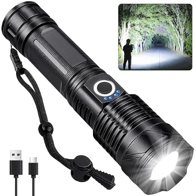 Picture of Flashlights High Lumens Rechargeable, 990,000 Lumens Super Bright Led Flashlight with 5 Modes, IPX6 Waterproof Powerful Flash Light Multifunctional Flashlights for Home Emergencies Camping Black