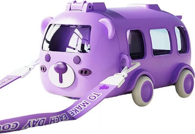 Picture of Portable Water Cup in Bus Shape, 500ml Leak-Proof Portable Water Bottle with Straw and Strap, Detachable Fun Cute Cartoon Bus Water Bottle for Boys Girls Multicolor