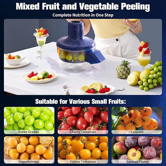 Picture of Electric Grape & Garlic Peeling Machine – Automatic Small Fruit Peeler Tool for Grapes, Garlic, Tomatoes & More, USB Rechargeable Multi-Function Fruit Tool for Home & Commercial Use Blue