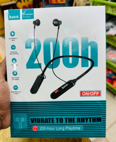 Picture of Hoco 200 Hours Plus Bluetooth Neckband Earphones | 200 Hours Battery Life | Wireless Sports Headset with Mic Black