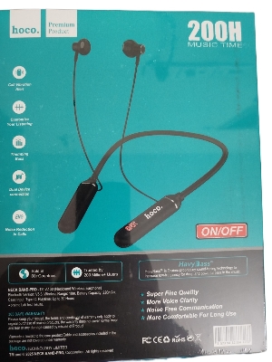 Picture of Hoco 200 Hours Plus Bluetooth Neckband Earphones | 200 Hours Battery Life | Wireless Sports Headset with Mic Black
