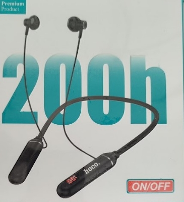 Picture of Hoco 200 Hours Plus Bluetooth Neckband Earphones | 200 Hours Battery Life | Wireless Sports Headset with Mic Black