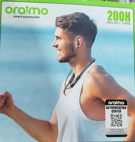 Picture of Oraimo NeckLite Wireless Neckband Earbuds, Wearable Around Neck Headphones Built-in Microphone, Bluetooth Headset Magnetic Earphones Deep Bass, Ultra-Lightweight Comfort, 200 Hours Playtime, Black Black