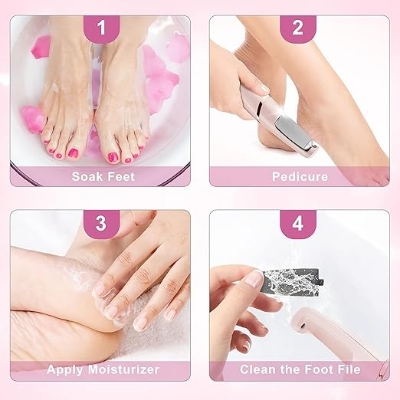 Picture of Pedicure Tool, Foot Callus Remover, Electric Pedicure Set, Foot Care, Removes Rough Dead Skin on The Feet, Making Your Feet Smooth. Pink