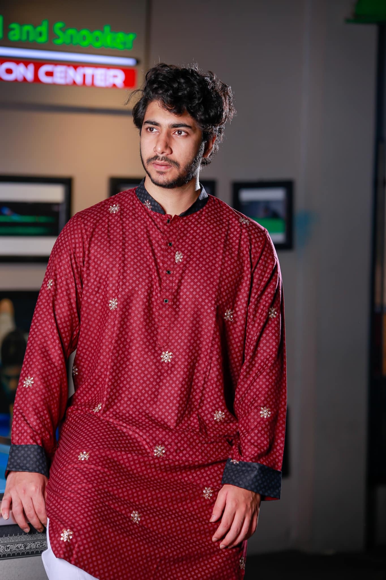 Picture of Premium Quality Red Color Semi Long Panjabi. Regular Fit Premium Panjabi Red