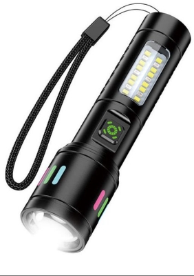 Picture of Multi-function Telescopic Zoom LED High-intensity Flashlight Made From Aluminum Torch Light Super Bright Camping Light Black