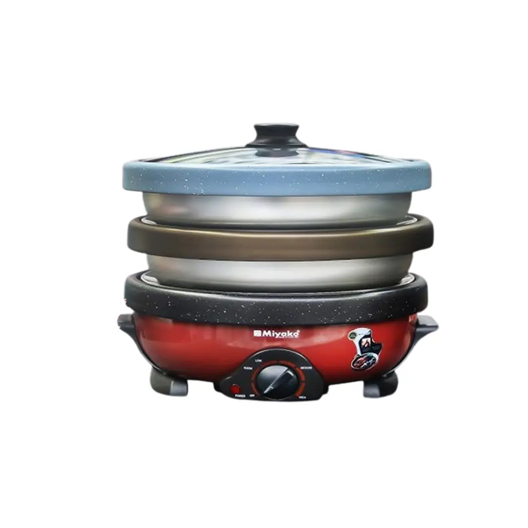 Picture of Miyako Multifunctional 3.5Ltr Electric Curry Cooker 3 Pot With 3 Glass Lid-MC-400T 
