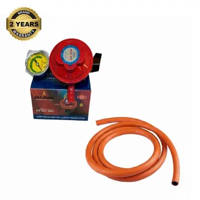Picture of LPG Gas Safety Regulator 5-in-1 Package for LPG Cylinder with 6 Feet Pipe, 2 Clamps and Screwdriver –Gas Efficient, Reduces Gas Bill – Safety Approved | All Time