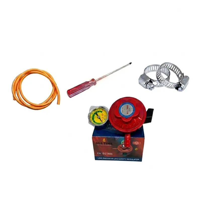 Picture of LPG Gas Safety Regulator with Meter and 6 Feet Pipe – Hot Package – Kitchen Cylinder Regulator 22mm – All Time