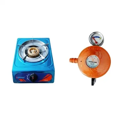 Picture of 22mm LPG Gas Regulator with Meter – Heavy Duty Low Pressure – 5Pcs Set (6Ft Pipe, 2 Clamps & Screwdriver) – Gasoline