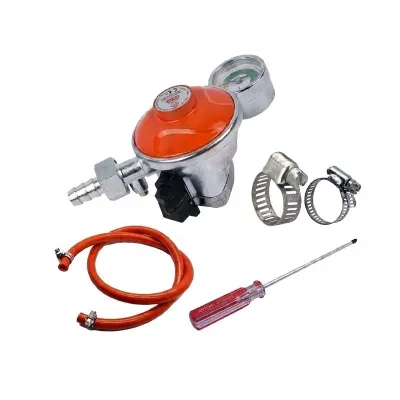 Picture of Safety Regulator Family Package with Auto Shut-Off Sensor, Double Burner Gas Stove, 7 Feet Explosion-Proof Pipe and Gas Saving Nets 2 Pieces – RFL