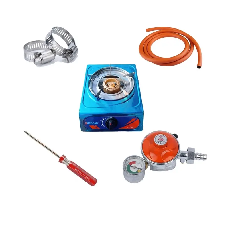 Picture of LPG Gas Safety Device with Auto Shut-Off Single Burner Stove, 6ft Pipe & Accessories – Best Price Package – Protects Family & Kitchen – RFL