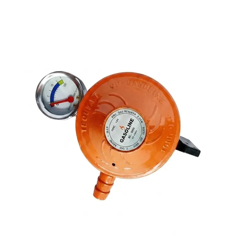 Picture of 22mm LPG Gas Regulator with Meter – Heavy Duty Low Pressure – 5Pcs Set (6Ft Pipe, 2 Clamps & Screwdriver) – Gasoline