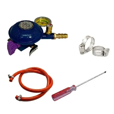 Picture of Safety Regulator with Single Burner Stove – Auto Shut Off – 6ft Gas Pipe Set – Best Price Package – Eurogas