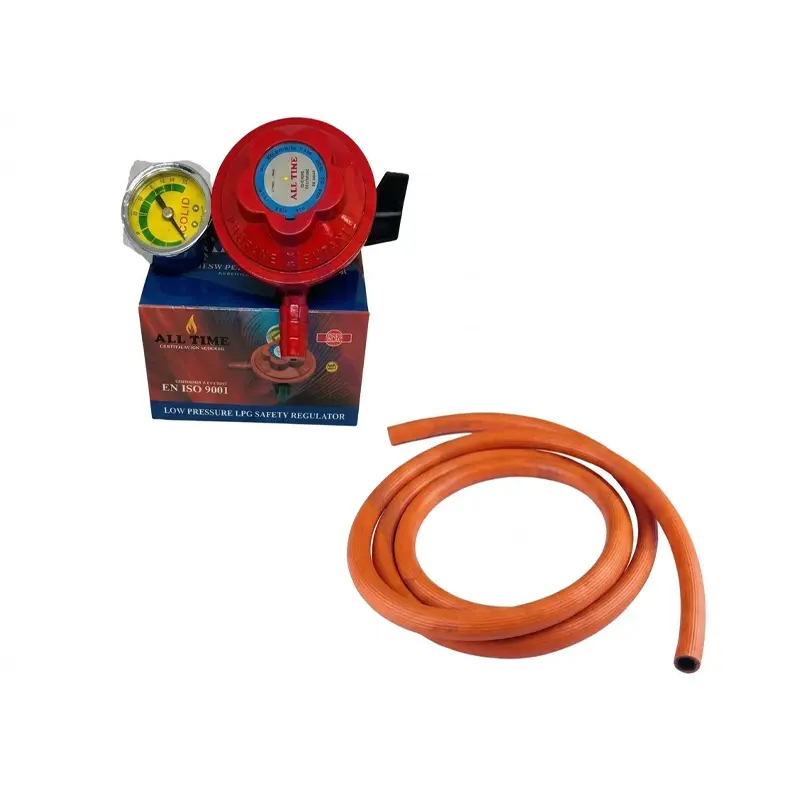 Picture of LPG Gas Safety Regulator with Meter and 6 Feet Pipe – Hot Package – Kitchen Cylinder Regulator 22mm – All Time