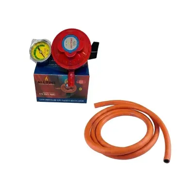 Picture of LPG Gas Safety Regulator with Meter and 6 Feet Pipe – Hot Package – Kitchen Cylinder Regulator 22mm – All Time