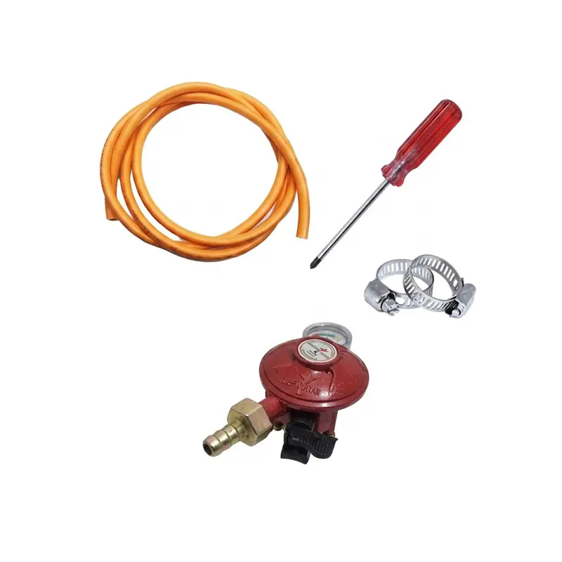 Picture of LPG Gas Safety Sensor Regulator with Auto Shut Off and Leak Detection for Standard LPG Cylinder, Asthaa Package with Pipe and Clamp, 1 Year Replacement Warranty, Superstar