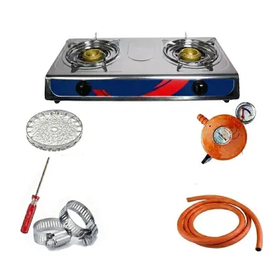 Picture of Family Package – 22mm Gas Regulator Combo with Meter & Dual Burner Stove (Includes All Accessories) – Gasoline