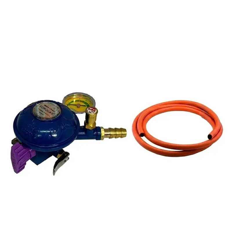 Picture of Gas Safety Device and Double Burner Stove Set with 7ft Pipe Large Family Package with All Accessories Eurogas