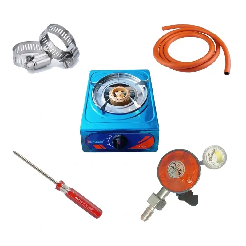 Picture of LPG Gas Safety Regulator 22mm with Meter & Auto Shut Off – 6 Feet Hose Pipe, 2 Clamps, Screwdriver – 5 in 1 Package – IGT