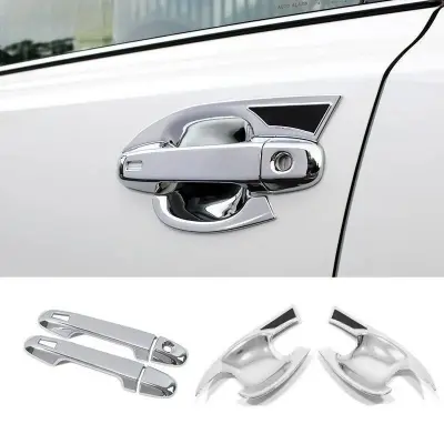 Picture of Toyota C-HR Front and back handle cover carbon fiber nickle silver with inner smart cover car decoration accessories exterior items for chr 2016 to 2020