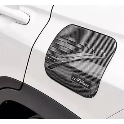 Picture of Toyota Corolla cross Tanki cover silver Chrome black Karbon fiber premioum quality protector fuel tank cover