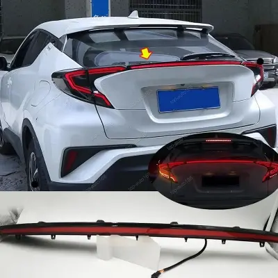 Picture of Toyota CH-R 2017-2021 black Rear tail spoiler Led light