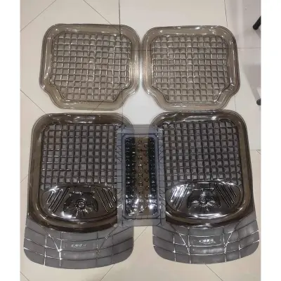 Picture of Clear transparent Diamond mat Universal coffee-black color PVC Rubber Car Floor foot Mats All Weather Protection
