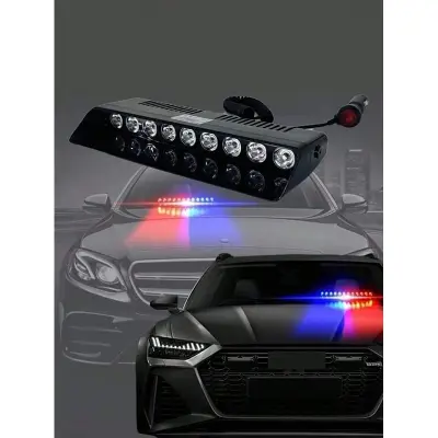Picture of 9 LED Multi-Function Strobe Car Dash Flashing Light Red Blue white