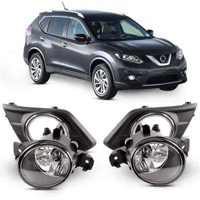 Picture of Auto Fog Lights Kits Halogen Lamp Source for Nissan Rogue X-Trail 2014 4300K Yellow ABS Plastic 12V 55W Plating Light Covers