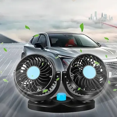Picture of Car Double-Head Fan, Air Conditioning Auto Cooler, 360 Degree Adjustment Car Electric Fan, Strong Wind CAR Fan