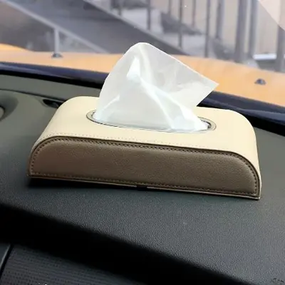 Picture of Universal Leather Car Tissue Box Auto Pumping Cassette Accessories Holder Creative Removable Paper Napkin Box Organizer For Car
