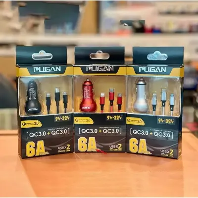 Picture of Car usb fast charger 3 in 1 6A pugan