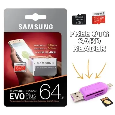 Picture of 64GB  Micro SD Cards Class 10 (microSD) Memory Card with Free OTG and USB Card Reader-Multicolor