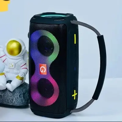 Picture of ET-312 RGB Party Speaker Double Horn Mini Outdoor Portable Wireless Bluetooth Rechargeable Speaker With Coloured Lights DJ Sound