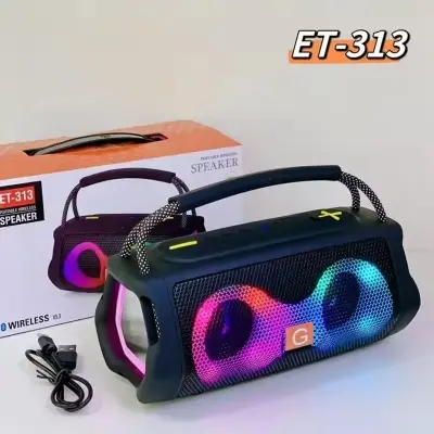Picture of ET-313 RGB Portable Bluetooth Speaker – Dual Horn, Mini Outdoor Wireless Rechargeable Speaker with Colorful LED Lights