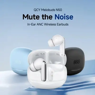 Picture of QCY Melobuds N50 Wireless Earbuds 45dB ANC BT 5.4 6 Mics Clear Call Multipoint Connection Up to 28 Hours Playback IPX4 68ms Low Latency App Support In-ear Headphones Wireless Bluetooth Earphones for Men and Women