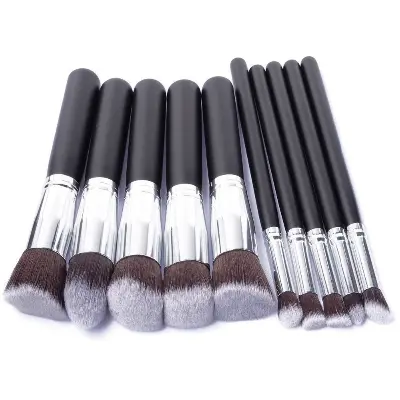 Picture of Kabuki Brush Set of 10 Pcs - Black and Silver