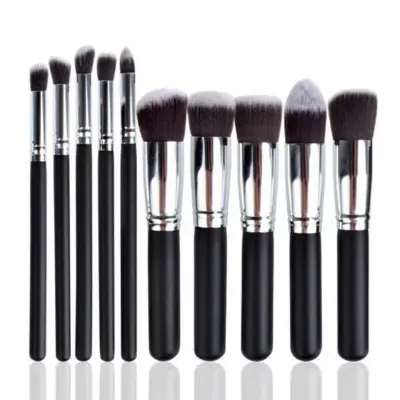 Picture of Kabuki Brush Set of 10 Pcs - Black and Silver