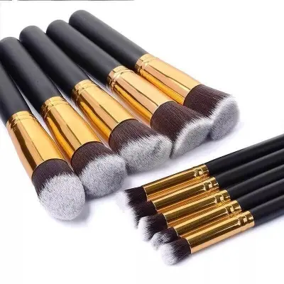 Picture of Kabuki Brush 10pcs Set - Black And Golden