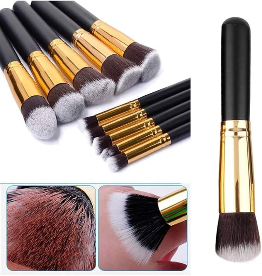 Picture of Kabuki Brush 10pcs Set - Black And Golden