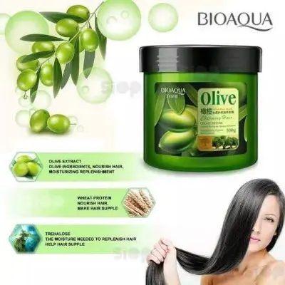 Picture of BIOAQUA Olive Oil Hair Mask Moisturizing Deep Repair Frizz For Dry Damaged Hair Smooth Hair Conditioner