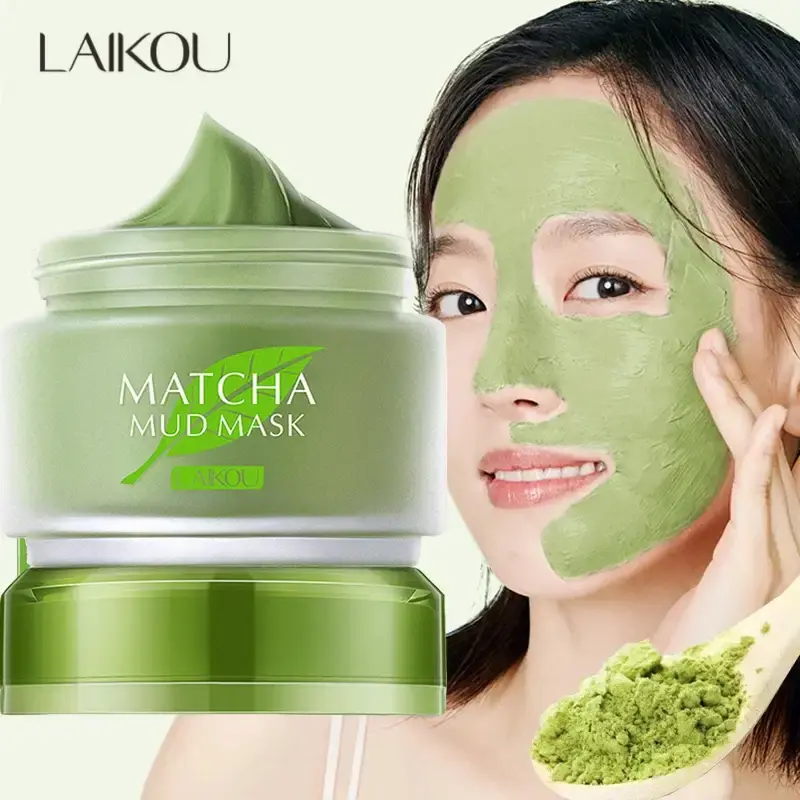 Picture of LAIKOU Matcha Mud Mask Facial Mask Cream Deep Cleaning Moisturizing Oil-Control Acne Treatment Blackhead Remover Pore Cleanser