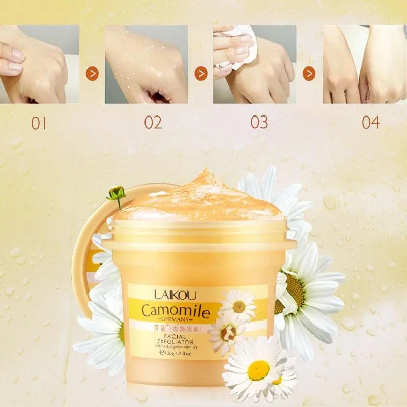 Picture of LAIKOU Camomile Natural Organic Facial Exfoliator Scrub Peeling Cream Face Gel Skin Care Body Scrub Cream -120gm