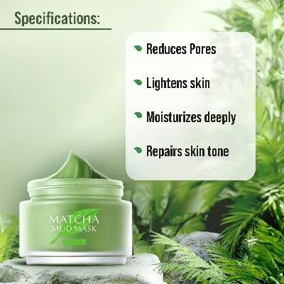 Picture of Laikou Green Tea Matcha Mud Facial Mask Clay Deep Cleaning Oil-Control Moisturizing Blackhead Remover Cleanser Mud Deeply-85gm