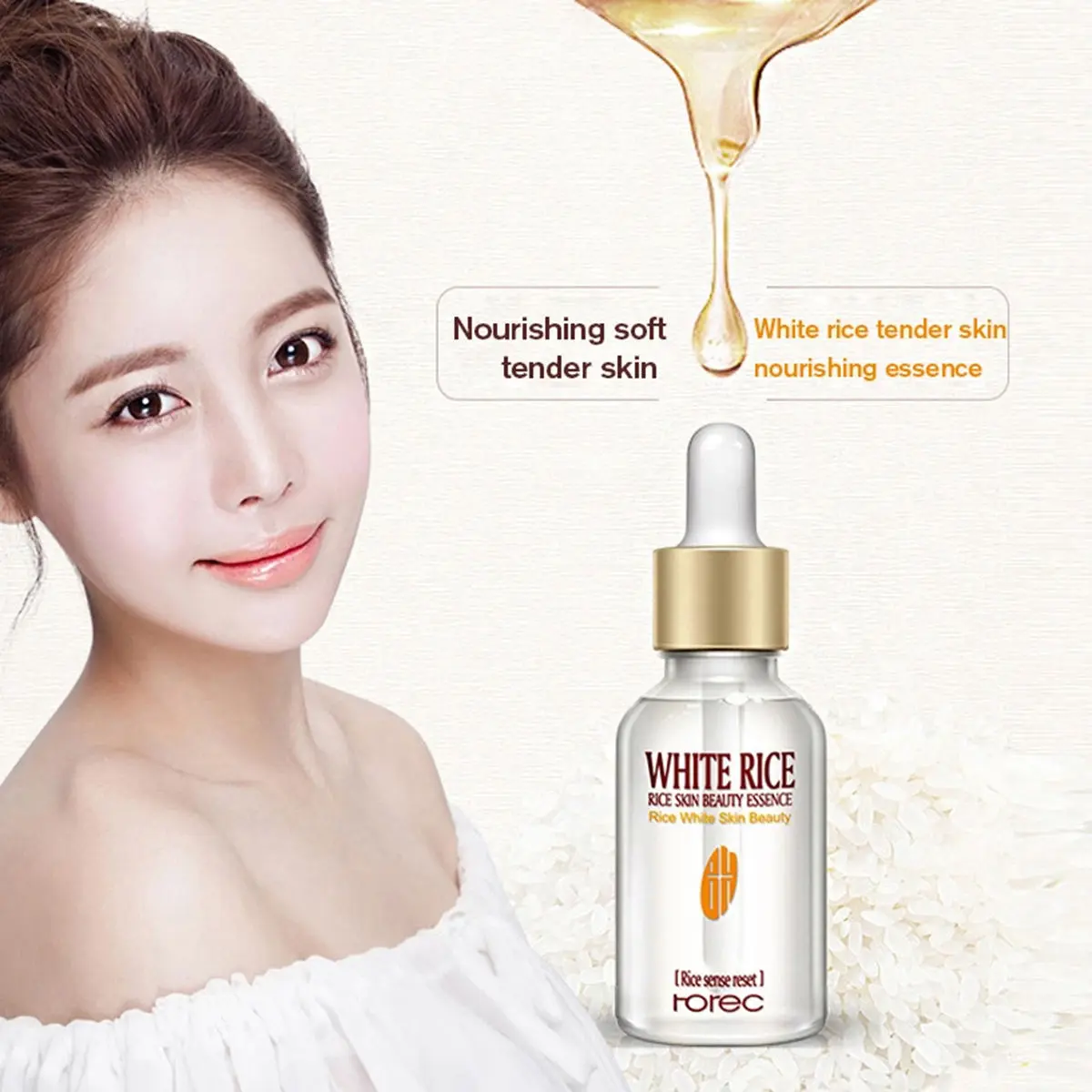 Picture of White Rice face Serum collagen Reduces Wrinkles Dark Spots anti-aging Sun Damage Corrector skin care-15ml