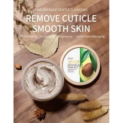 Picture of FenYi Body Scrub Shea Butter Exfoliating Gel Deep Cleansing Pores Acne Treatment Smooth Brightening Avocado Whitening Face  Scrub -100gm